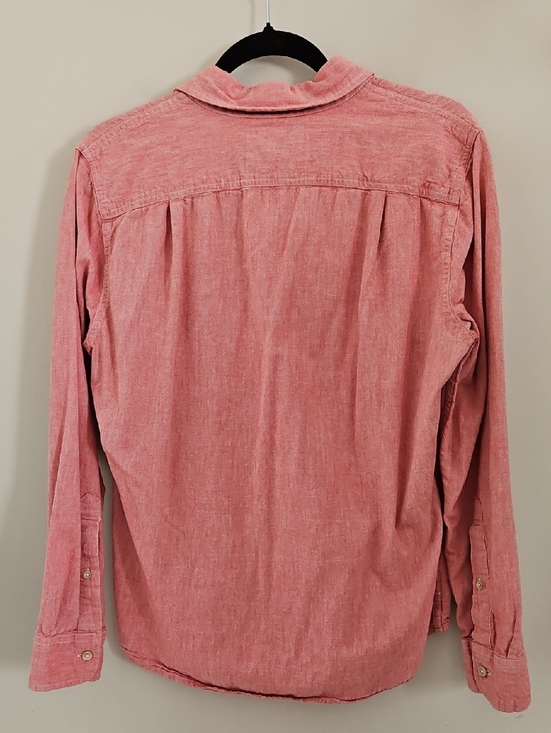 Abercrombie & Fitch Muscle Fit Button Up Shirt Small Red Distressed Look Cotton - Picture 8 of 10